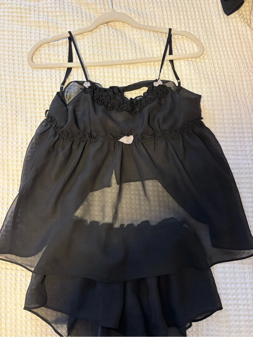 Betsey Johnson Black Sheer Camisole and Shorts Sleep Set